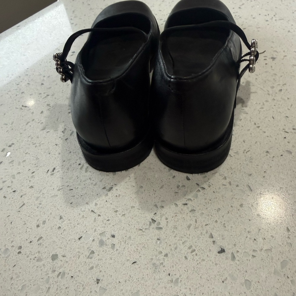 Free People Rumor Diamanté Black Mary Jane Flats Rhinestone Buckle Accent 6.5 - Picture 8 of 13